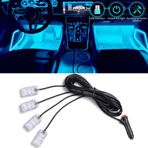 ชุดไฟตกแต่งภายในรถยนต์ KVX LBT8 สีฟ้าไอซ์บลู แบบ LED ใช้พลังงานจากที่จุดบุหรี่ USB อุปกรณ์เสริมไฟสร้างบรรยากาศ - Product Image 1