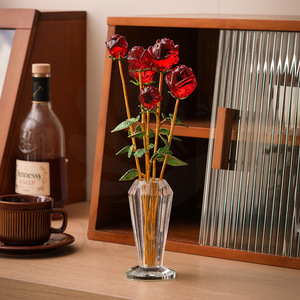 Adorno de Cristal en Forma de Rosa, 6 Piezas, Diseño Floral Octagonal, Decoración de Escritorio, Regalo para el Día de San Valentín - Product Image 1