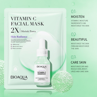 BIOAQUA Soins de la Peau Masque Facial Cosmétique à la Vitamine C et au Thé Vert, Extraits 100% Naturels, Anti-Acné et Éclaircissant