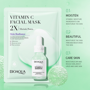 BIOAQUA cuidado de la piel 100% extractos naturales vitamina C orgánica hoja de té verde máscara eliminación de acné aclaramiento cosmético máscara Facial - Product Image 5