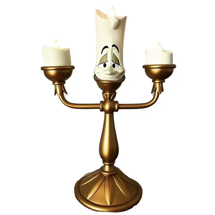 Buatan tangan Resin seni lampu LED figur Lumiere tempat lilin Model koleksi hadiah mainan untuk anak-anak