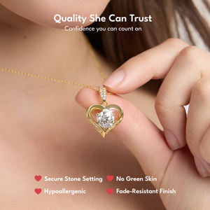 Collar con Colgante de Corazón de Diamante Moissanite VVS, Chapado en Oro de 14K, Cadena de Plata de Ley 925, Collar de Amor Romántico GRA para Mujer - Product Image 3