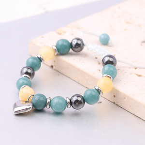 Natural Green Aventurine Black Stone Stainless Steel Heart-Shaped <b>Adjustable</b> <b>Bracelet</b> For Children And Women - Product Image 3