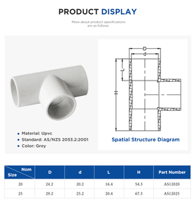 Bán Buôn Cứng Nhắc AS/NZS Pvc 20 Mét Điện Ống Dẫn Bằng Tee Doanh - Product Image 4