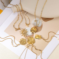 Collier pendentif tournesol tendance Novirassine en gros, étanche, imitation perle et coquillage, longue chaîne plaqué or 18 carats en acier inoxydable