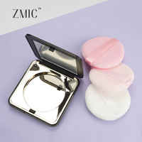Boîtier vide pour poudre compacte avec houppette carrée, étui d'emballage pour fard à joues, palette en plastique pour sourcils et correcteur avec miroir