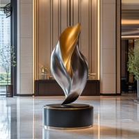 Vente Flash : Sculpture Abstraite en Bronze Patiné, Statue d'Art Moderne en Métal pour la Décoration de Hall d'Hôtel