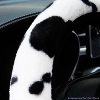 Housse de volant de voiture 38 cm, imprimé léopard, antidérapante, en peluche douce, accessoires intérieurs de voiture, style automobile
