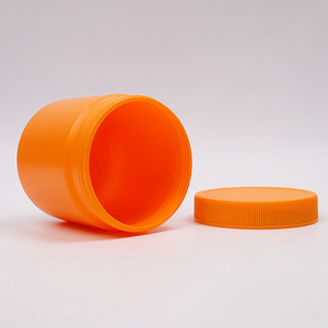 Pot vide en plastique HDPE orange à large ouverture de 500 ml avec bouchon à vis pour l'emballage de granulés à croquer souples, 16 oz - Product Image 3