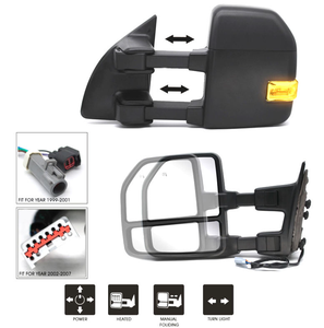 XMAXVISION 1999-2003 para F250/F350/F450 Super Duty, Espejos Laterales de Remolque, Nuevos, Eléctricos, con Cristal Térmico, Luz de Señal de Giro, Negros - Product Image 4