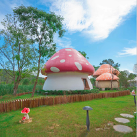Statue de champignon grandeur nature en résine et fibre de verre, sculpture de champignon pour la décoration de pièce, en stock pour la vente en gros