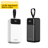 Batterie externe OEM 22,5 W 40000 mAh à charge rapide, étanche, avec écran LED et câble intégré pour A318