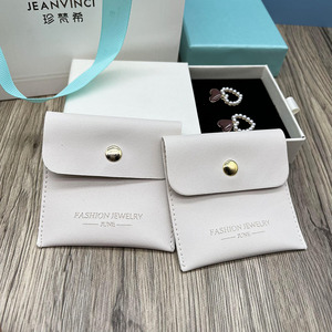 Custom Various Colors Snap LeatherJewelry Packaging Bag with Logo, Gold Button Jewelry Flap Leather Pouch and <b>Box</b> - Product Image 5