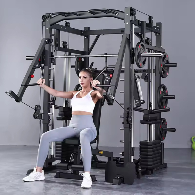 Smith Machine Power Rack Iron Multi-functional Training Equipment Home Use Squat Rack Bench Press Cage 800KG Max Load Unisex