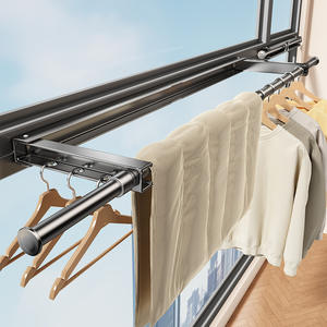ราวแขวนผ้าติดผนังระเบียงแบบแท่งเดี่ยว ราวตากผ้าแบบยืดหดได้ พับเก็บได้ ไม่ต้องเจาะ - Product Image 3
