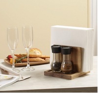 Porte-serviettes en bois pour salière et poivrière, adapté à la cuisine, au restaurant, au bar, au bureau, aux fêtes, à la décoration intérieure