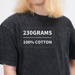 เสื้อยืดผู้ชายสไตล์วินเทจทรงโอเวอร์ไซส์ น้ำหนัก 230 กรัม ล้างสีแบบแอซิดวอช สตรีทแวร์ ฮิปฮอป ผ้าฝ้าย 100% พร้อมโลโก้แบบกำหนดเอง ขายส่ง - Product Image 2