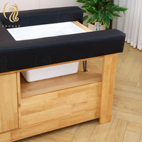 Fauteuil de lavage Chuque pour salon de coiffure, chaise de lavage en cuir PU et bois pour salon de beauté et barbier, mobilier de salon