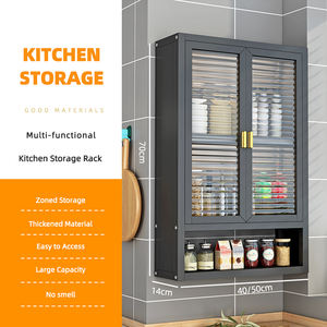 Gran oferta, estante de baño a prueba de polvo para montaje en pared, estante de condimentos colgante ajustable, armario de despensa de cocina de gran capacidad - Product Image 1