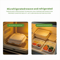 Boîte à lunch bento jetable biodégradable en amidon de maïs, compatible micro-ondes, 500 ml, 750 ml, 1000 ml, avec couvercle, sans BPA, sans PFAS