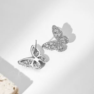 Dylam Stylish Tine Design 925 Sterling Silver Rhodium Plated 5A Cubic Zirconia Diamond Butterfly Shape Stud <b>Earrings</b> for Women - Product Image 6