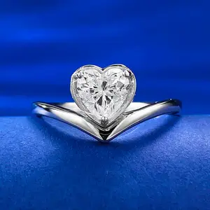 Silver 925 Raw Diamond 1 Carat Angel Kiss Ring