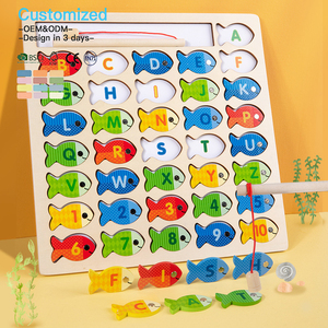 Jeu de pêche et de puzzle en bois Montessori EDULAND CE CPC OEM ODM, jouet éducatif précoce pour la coordination œil-main des tout-petits - Product Image 5