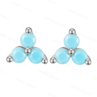 Anting Wanita Perak Murni 925 Inci, Anting Giwang Pirus Kecil Berlapis Emas