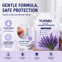 Lessive liquide à la lavande 1L en pochette souple, marque distributeur, écologique, à base de plantes, nettoyage en profondeur, OEM, vente en gros