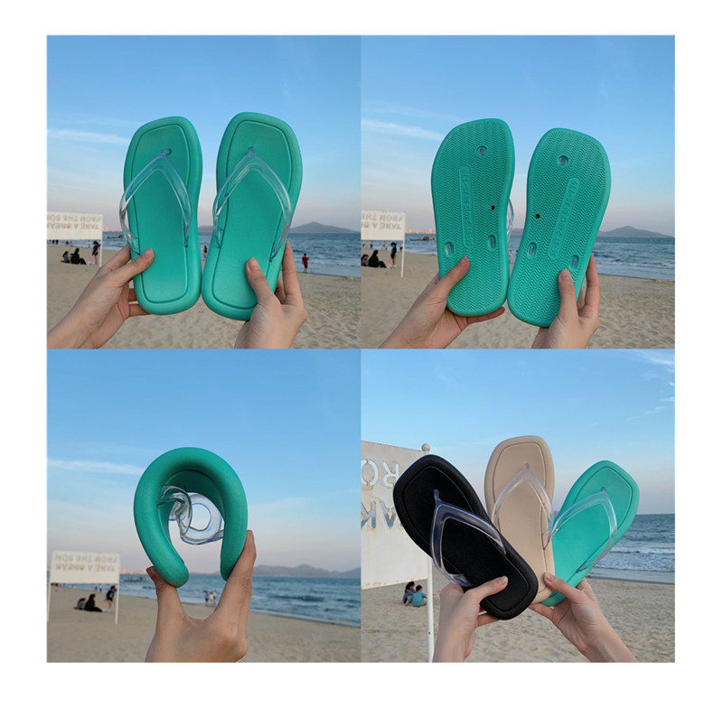 Transparent Belt Thong Flip-flops Women Summer Soft Sole Beach Flip Flops Slippers