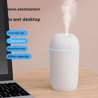 Новый портативный мини-увлажнитель воздуха с USB-питанием, 220 мл, низкий уровень шума, пластиковый, с подсветкой, для домашнего использования, увлажняющий, подарочный