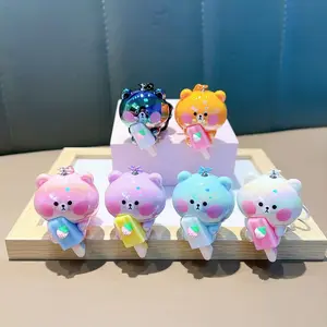 6 diseño acrílico lindo helado oso 3D llavero