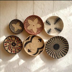 <strong>Boho</strong> Style Handmade Woven <strong>Wall</strong> <strong>Hanging</strong> Baskets Round Africa Style Abstract Pattern Plate <strong>Wall</strong> Art for Home Decor Restaurant Use - Product Image 2