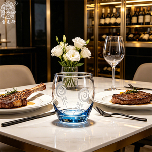 Nuevo Juego de 2 Vasos de <span class=keywords><strong>Whisky</strong></span> Modernos, Tallados a Mano, de Cuarzo Transparente <span class=keywords><strong>Azul</strong></span>, con Tallo, de Alta Calidad - Product Image 2