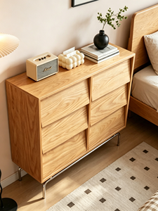 Modern Solid Wood 4-Drawer <b>Chest</b> Cabinet with Slab Door Design for Living Room <b>Storage</b> - Product Image 4