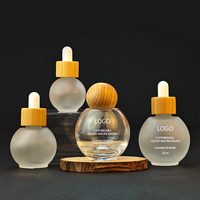 Mini bentuk bola kaca bulat 20ml 30ml 50ml Volume untuk Esens minyak esensial botol tetes krim wajah cair