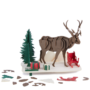 CUPUZ Puzzle 3D in Carta con Scena di Renne, Piccolo Aiutante di Babbo Natale, Giocattolo Artigianale per Regali di Natale e Negozi di Giocattoli - Product Image 3