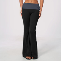 Nouveaux Leggings de Yoga Color Block à Taille Pliée, Jambes Évasées, pour Entraînement, Sport, Fitness, Pantalons à Jambes Larges, Vêtements de Sport, Leggings de Gym pour Femmes