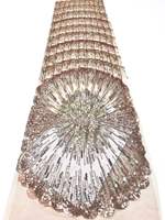 Tissu brodé de fleurs en relief 3D avec perles AO.YI. pour robes de mariée et robes de soirée - Robes de mariée et tenues de soirée