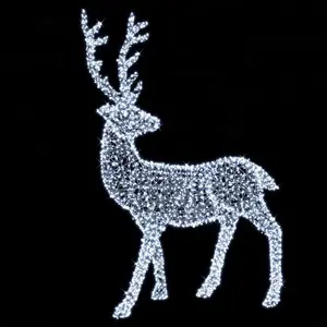 Custom Design Mall Outdoor White Fairy Giant Led 3d Christmas Reindeer Motif Light