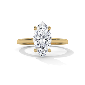 แหวนหมั้นเพชรทรงมาร์คีส์แบบคลาสสิกสั่งทำพิเศษ เพชรเพาะเลี้ยง ทองคำ 10k 14k สีเหลือง ประดับด้วยวงแหวนรอบนอกแบบซ่อน ดีไซน์หรูหราสำหรับงานแต่งงาน - Product Image 1