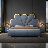 Luxuriöses Elegantes Modernes Gestepptes Kunstleder-Plattformbett mit Kunststoffrahmen Queensize Montierter Aufbewahrungsbox-Federkernrahmen