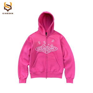Custom Mens <b>Y2K</b> Puff Print Heavyweight Cotton Loose Fit Graphic Oversized Hooded High Street Vintage Washed <b>Zip</b> <b>up</b> <b>Hoodies</b> - Product Image 6