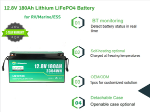 Lithmate แบตเตอรี่ลิเธียม12V 100Ah 120Ah ปลอดภัยกว่าแบตเตอรี่200Ah LM12180แบตเตอรี่ RV รอบลึก - Product Image 5