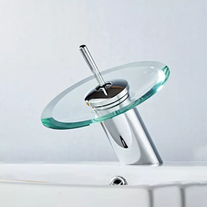 Phòng tắm thủy tinh bồn rửa đòn bẩy duy nhất chrome lưu vực vòi Vòng thác nước vòi với van gốm lõi nóng và lạnh <span class=keywords><strong>Mixer</strong></span> <span class=keywords><strong>tap</strong></span> - Product Image 2