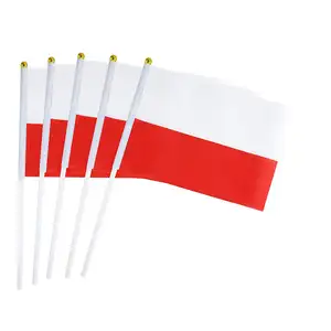 Poland Stick And Polish Hand Held Polyester Printed Small Flag Banner