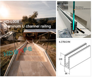 HDSAFE <strong>Frameless</strong> <strong>Balustrade</strong> Stair Staircase Outdoor Aluminum <strong>Glass</strong> Railing Clamp Balcony Handrail LED Light <strong>Glass</strong> Railing System - Product Image 5