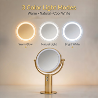 Miroir de maquillage LED moderne en métal, miroir de vanité éclairé, miroir de beauté de bureau, miroir cosmétique personnalisé, vente en gros d'usine