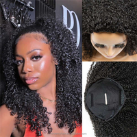 Nouvelle perruque 3-en-1 demi-perruque Afro Kinky Curly perruque de cheveux humains bruts birmans sans couture Flip Over Drawstring No Leave Out Wear Go Glueless perruque