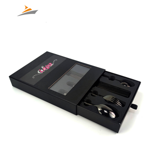 Tùy chỉnh in ấn các tông kraft giấy bao bì Hộp ngăn kéo với cử<span class=keywords><strong>a</strong></span> sổ rõ ràng cho bộ đồ ăn dao - Product Image 2